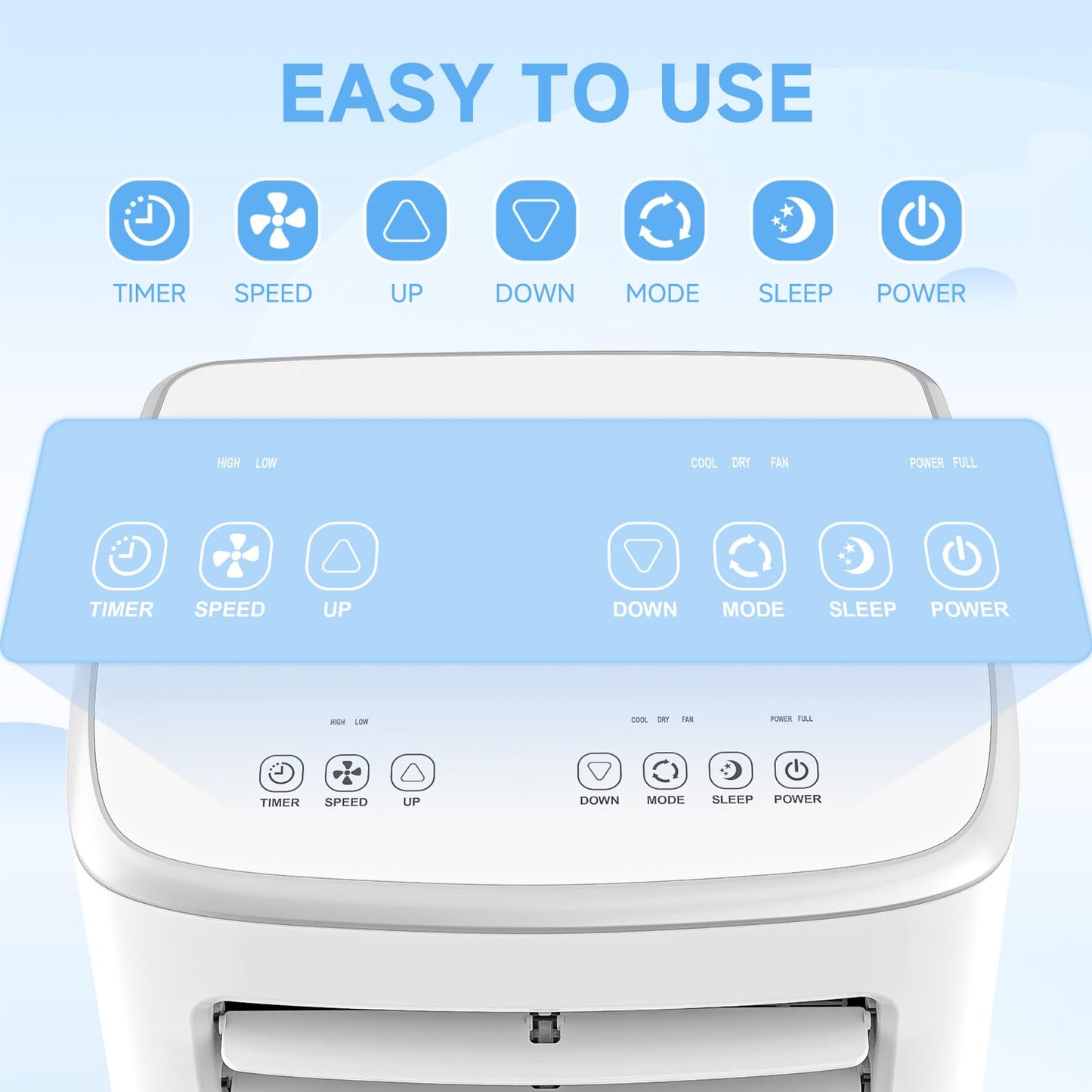 8500 BTU Portable Air Conditioners, 3-In-1 Cooling AC Unit with Fan & Dehumidifier, Air Conditioner Remote Control & Sleep Mode, Cools up to 450 sq.ft, Installation Kit for Rooms/Studios/Offices