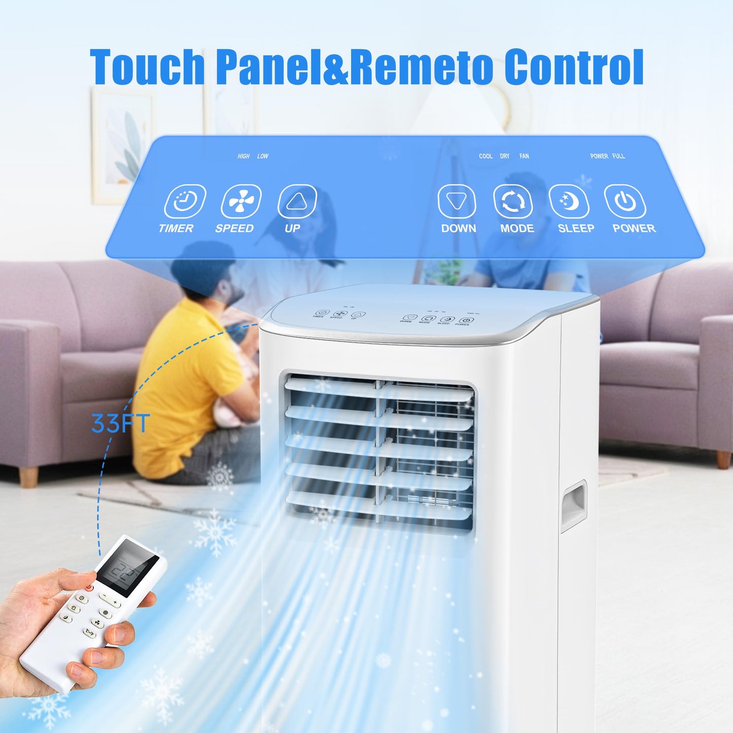 8500 BTU Portable Air Conditioners, 3-In-1 Cooling AC Unit with Fan & Dehumidifier, Air Conditioner Remote Control & Sleep Mode, Cools up to 450 sq.ft, Installation Kit for Rooms/Studios/Offices