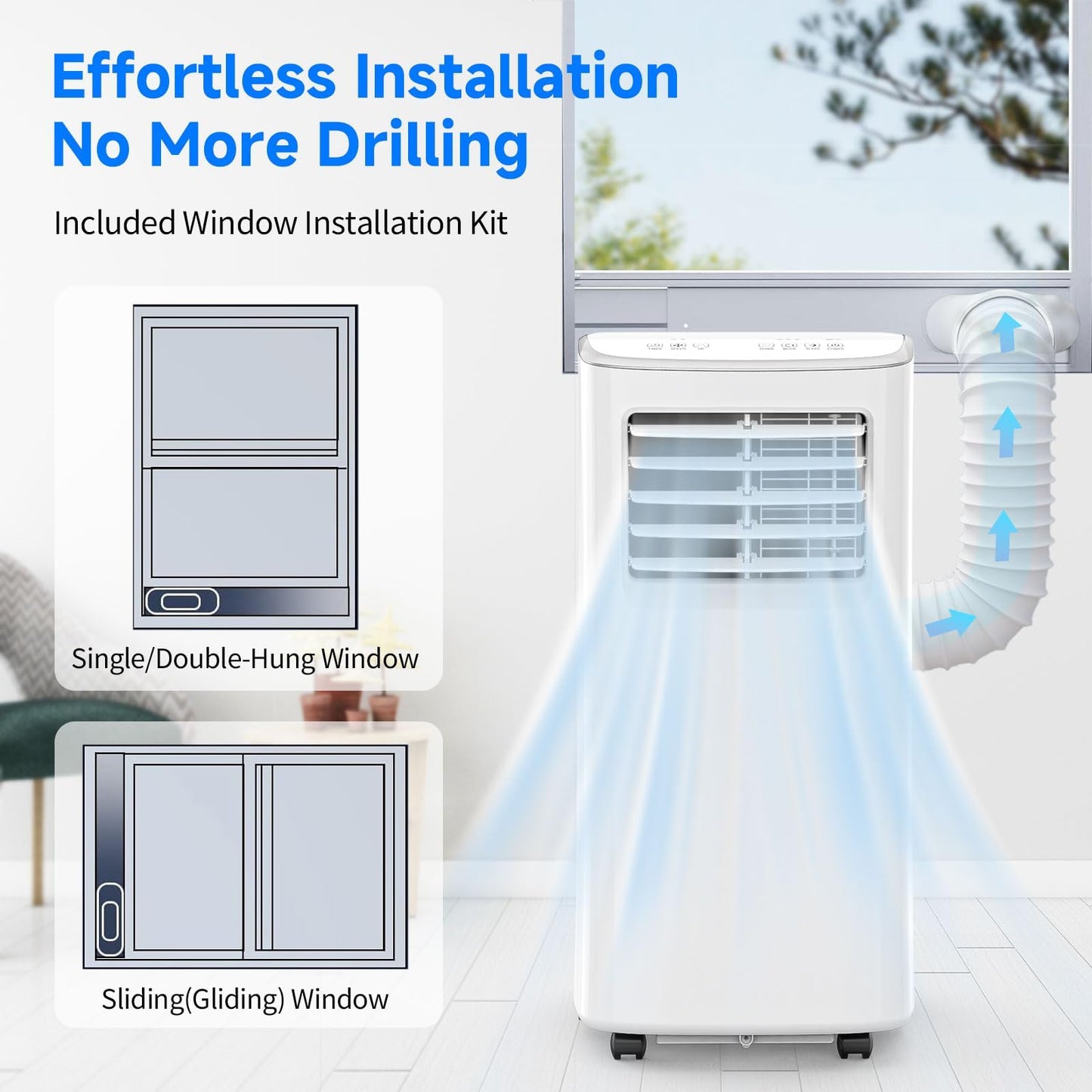 8500 BTU Portable Air Conditioners, 3-In-1 Cooling AC Unit with Fan & Dehumidifier, Air Conditioner Remote Control & Sleep Mode, Cools up to 450 sq.ft, Installation Kit for Rooms/Studios/Offices