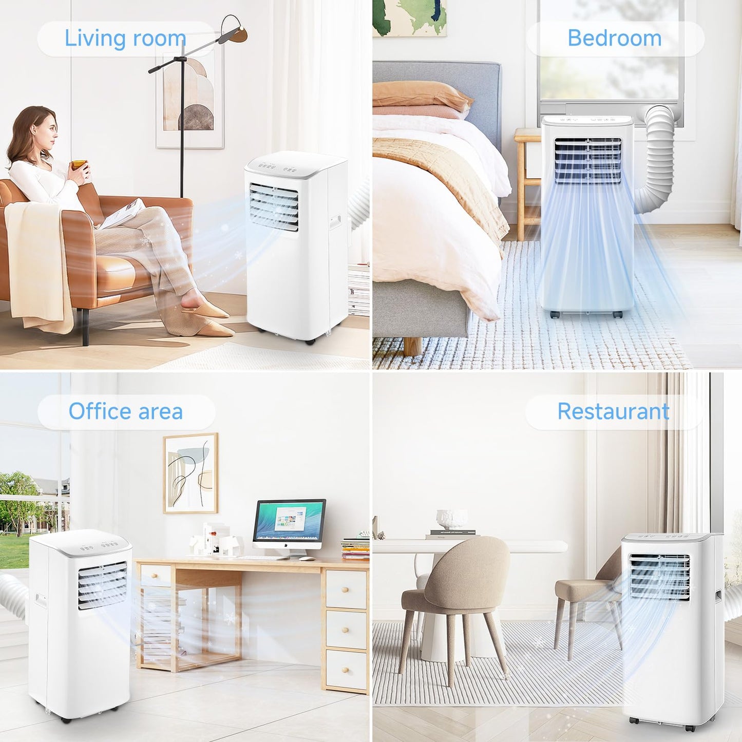8500 BTU Portable Air Conditioners, 3-In-1 Cooling AC Unit with Fan & Dehumidifier, Air Conditioner Remote Control & Sleep Mode, Cools up to 450 sq.ft, Installation Kit for Rooms/Studios/Offices