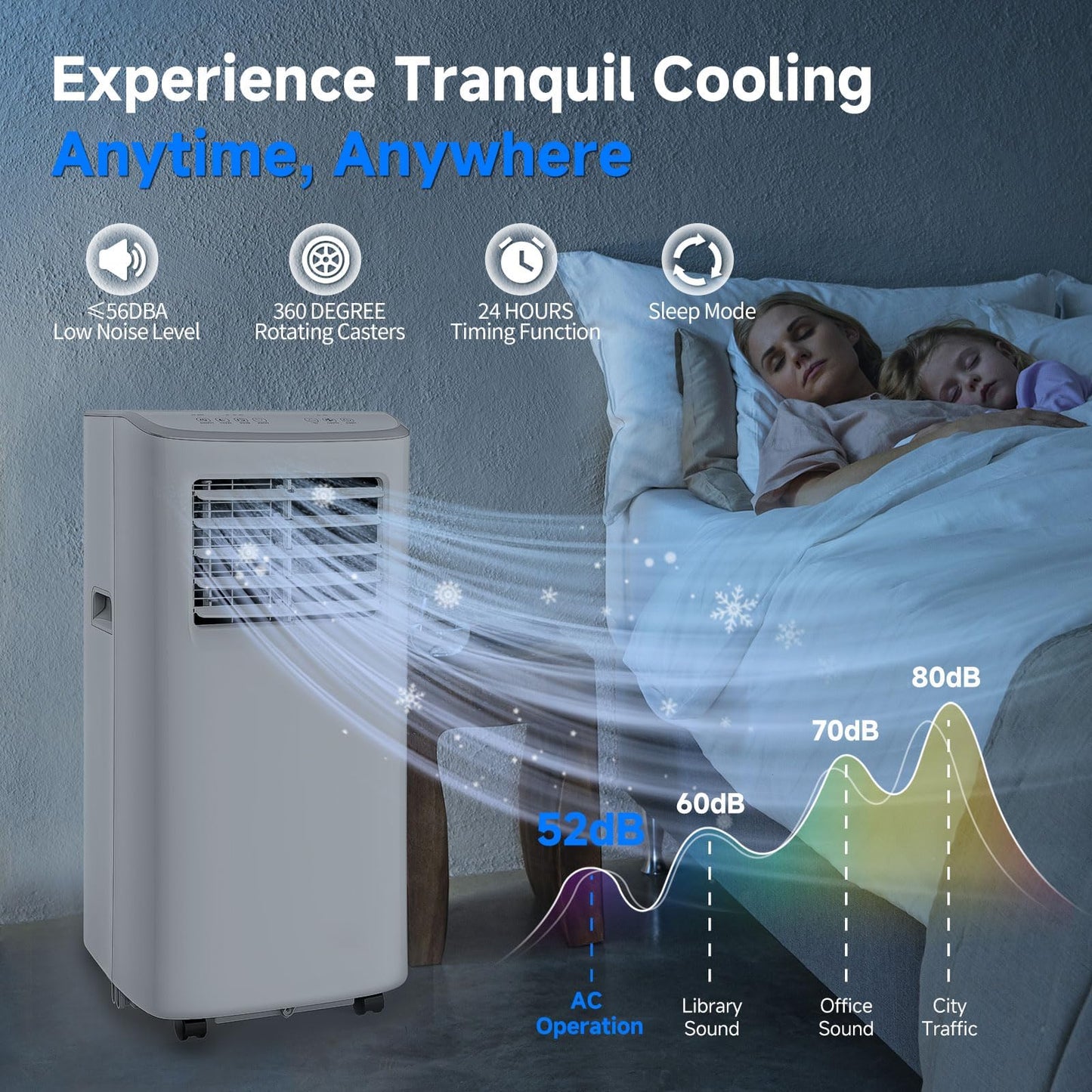 8500 BTU Portable Air Conditioners, 3-In-1 Cooling AC Unit with Fan & Dehumidifier, Air Conditioner Remote Control & Sleep Mode, Cools up to 450 sq.ft, Installation Kit for Rooms/Studios/Offices