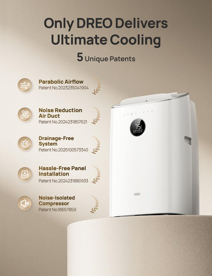 Dreo Portable Air Conditioners, 8000 BTU ASHRAE (5000 BTU DOE) Smart AC Unit for Bedroom with Drainage-free Cooling, 45dB Quiet, APP/Voice/Remote, Portable AC for Room Indoors, AC318S